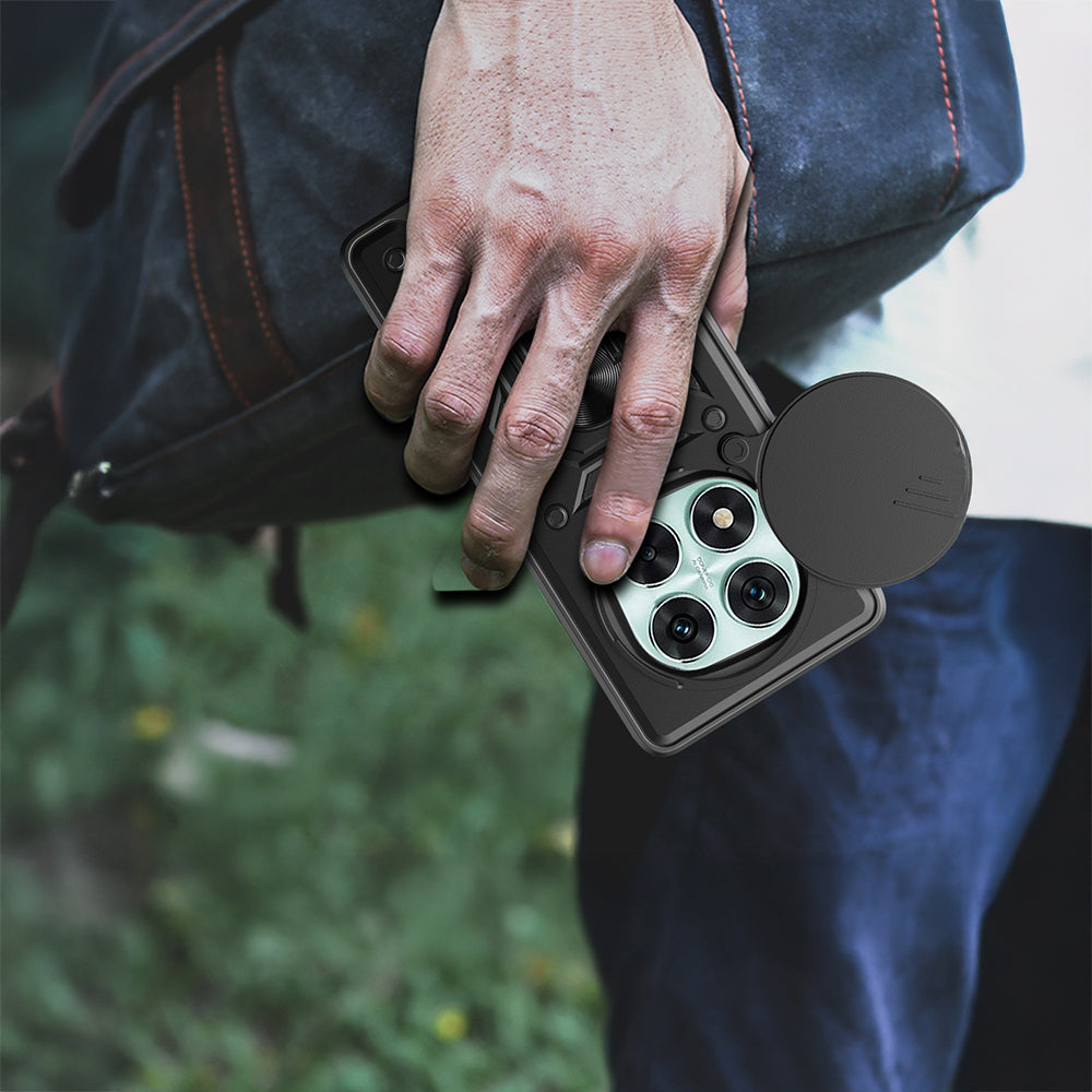 Xiaomi Redmi Note 14 Pro 5G Kılıf Magnetik Standlı Kamera Korumalı Zore Sürgülü Vega Kapak Siyah