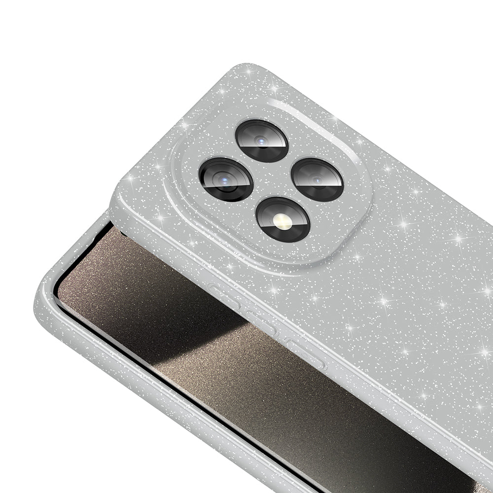 Xiaomi Redmi Note 14 Pro Plus Case Camera Protection Glitter Luxury Zore Cotton Cover Silver 