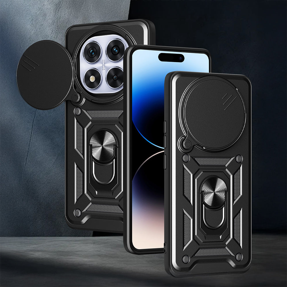 Xiaomi Redmi Note 14 Pro Plus Kılıf Magnetik Standlı Kamera Korumalı Zore Sürgülü Vega Kapak Mavi