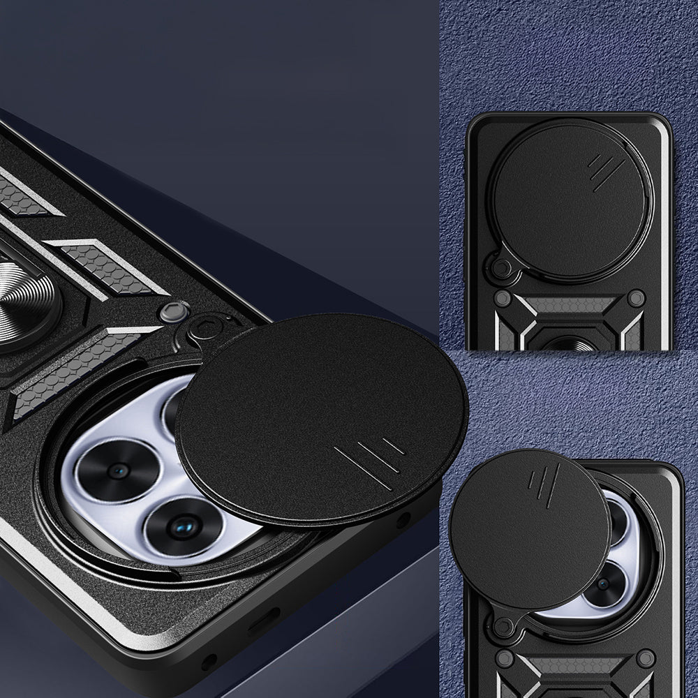 Xiaomi Redmi Note 14 Pro Plus Kılıf Magnetik Standlı Kamera Korumalı Zore Sürgülü Vega Kapak Mavi