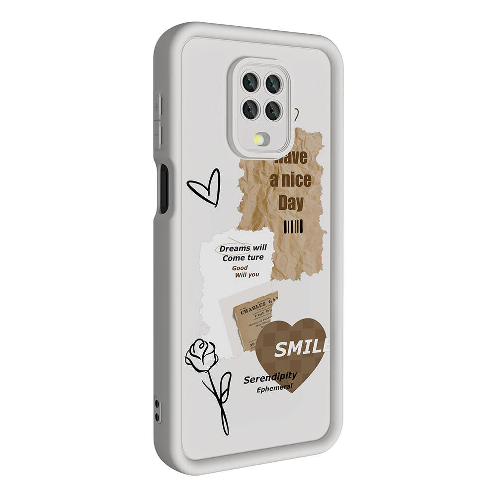 Xiaomi Redmi Note 9 Pro Kılıf Kamera Korumalı Baskılı Arka Yüzey Zore Klas Kapak Beyaz