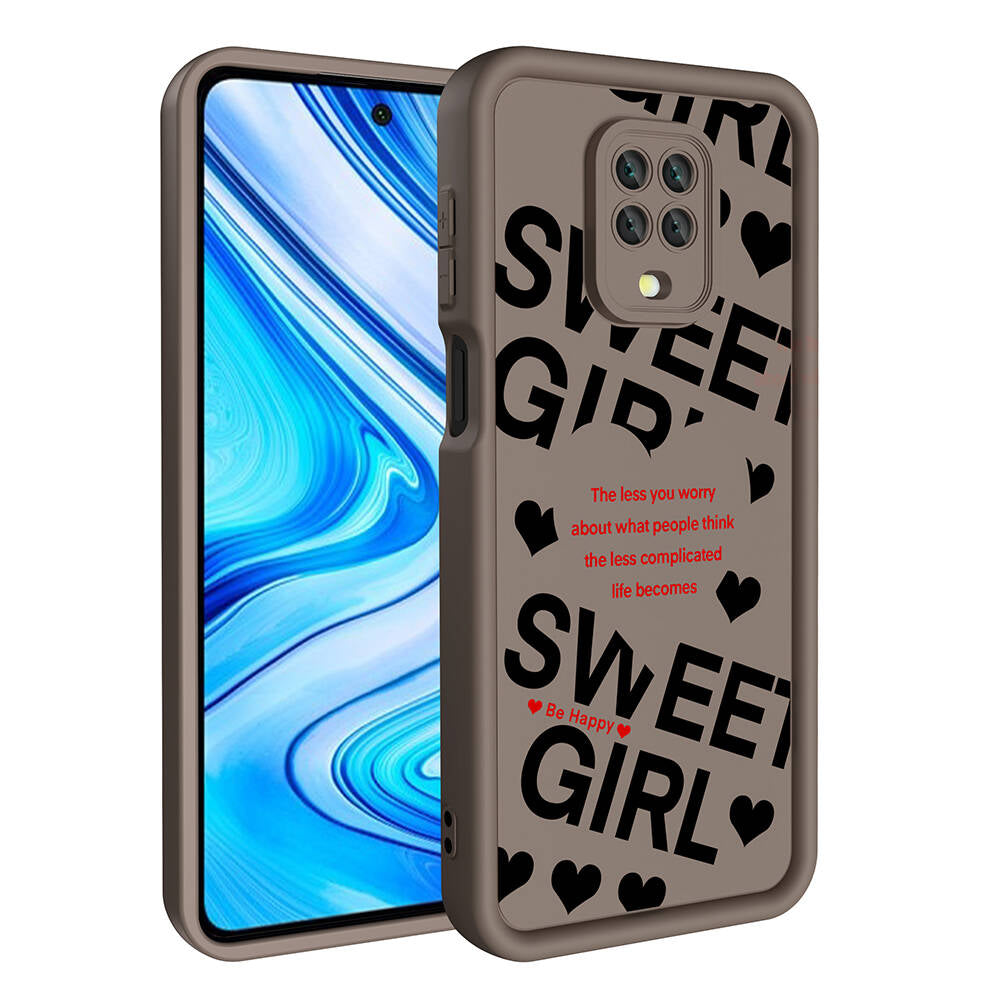 Xiaomi Redmi Note 9S Case Camera Protection Printed Back Surface Zore Classy Cover Dark Brown 