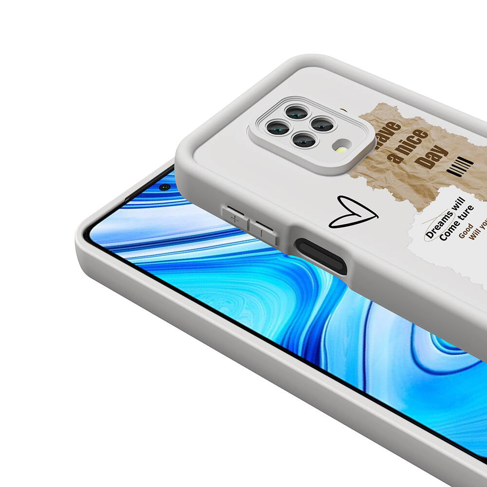 Xiaomi Redmi Note 9S Kılıf Kamera Korumalı Baskılı Arka Yüzey Zore Klas Kapak Beyaz