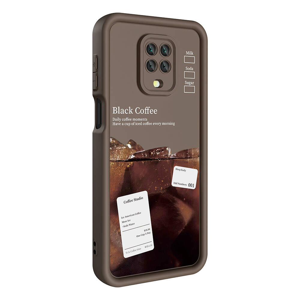 Xiaomi Redmi Note 9S Case Camera Protection Printed Back Surface Zore Classy Cover Dark Brown 