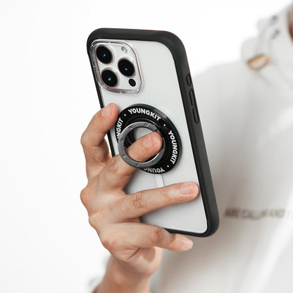 Youngkit Magnetik 360 Derece Dönebilen Double Ring Serisi Parmak Ring Stand Siyah