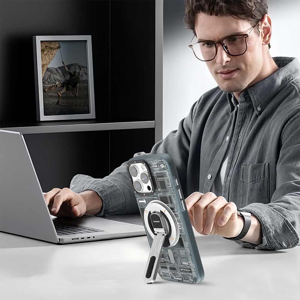Youngkit Technology Serisi Telefon ve Tabletler için Magnetik Ring Stand Beyaz