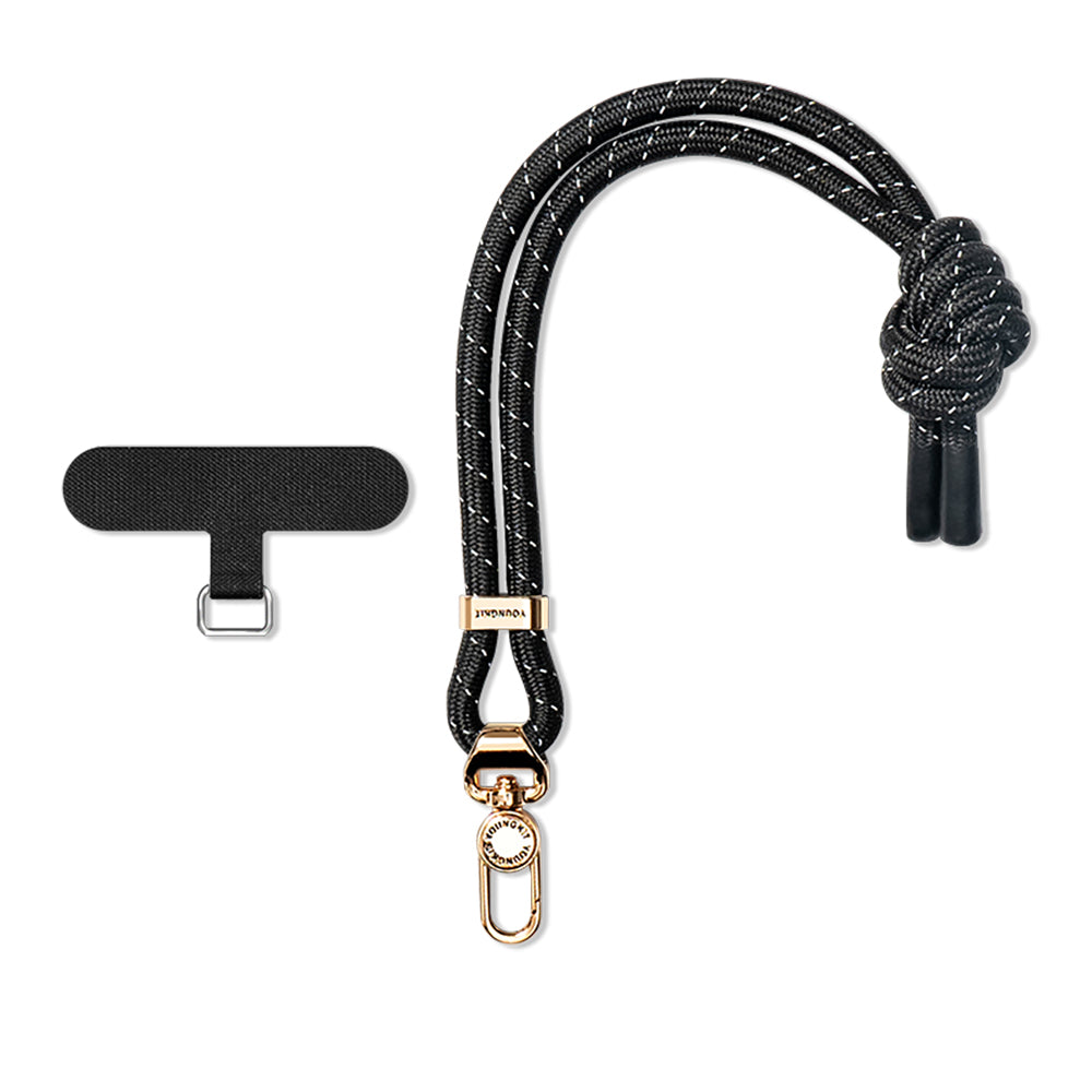 Youngkit YQ002 Yansıtıcı Şerit Desenli Cep Telefonu Bilek Askı İpi Siyah