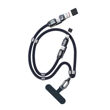 Zore 4in1 Multi USB-A+Type-C to Type-C+Lightning Lanyard Design Charging and Data Cable 240W 70cm Black