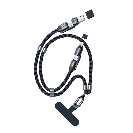 Zore 4in1 Multi USB-A+Type-C to Type-C+Lightning Lanyard Design Charging and Data Cable 240W 70cm Black