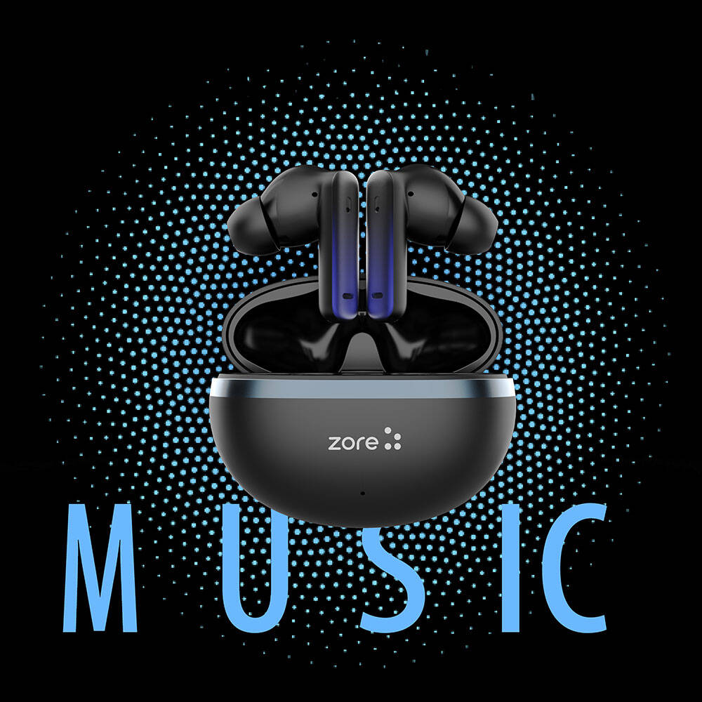 Zore BTK-ZR101 In-Ear Bluetooth Headphones with Active Noise Cancellation, ANC and ENC Technology, Black 