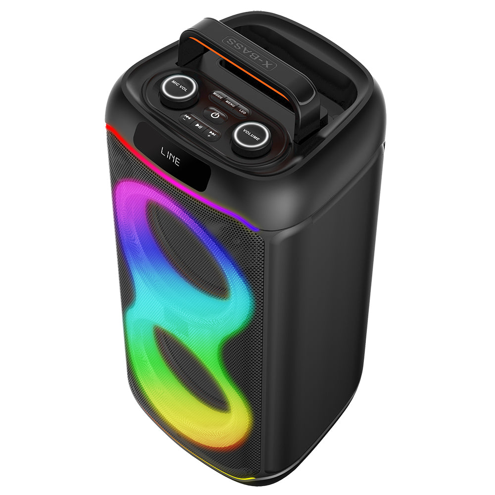 Zore GD-2608 Dijital LED Göstergeli FM Radyolu Mikrofonlu RGB TWS Çift 6.5 inç Stereo Bass Kablosuz Karaoke Hoparlör Siyah