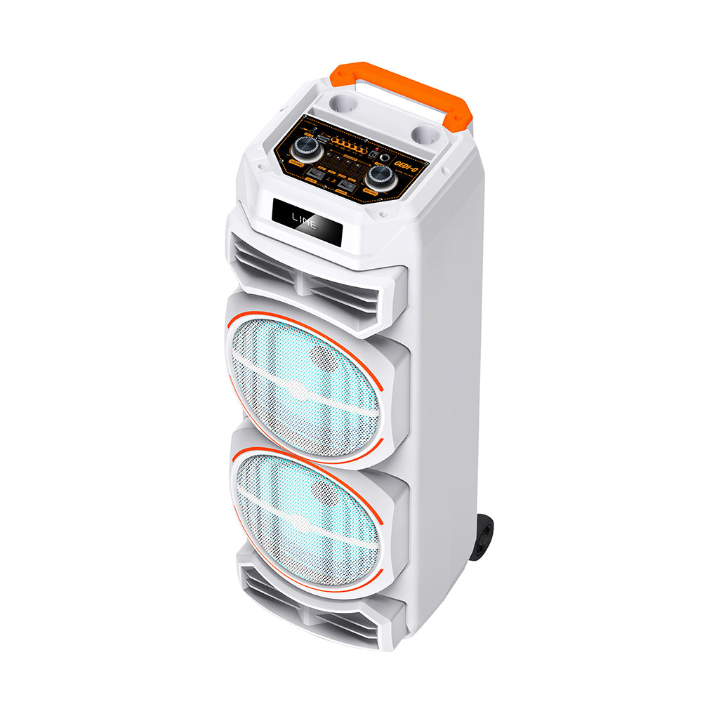 Zore GD-2828 Dijital LED Göstergeli Mikrofonlu RGB TWS Çift 8 inç Stereo Bass Kablosuz Karaoke Hoparlör Beyaz