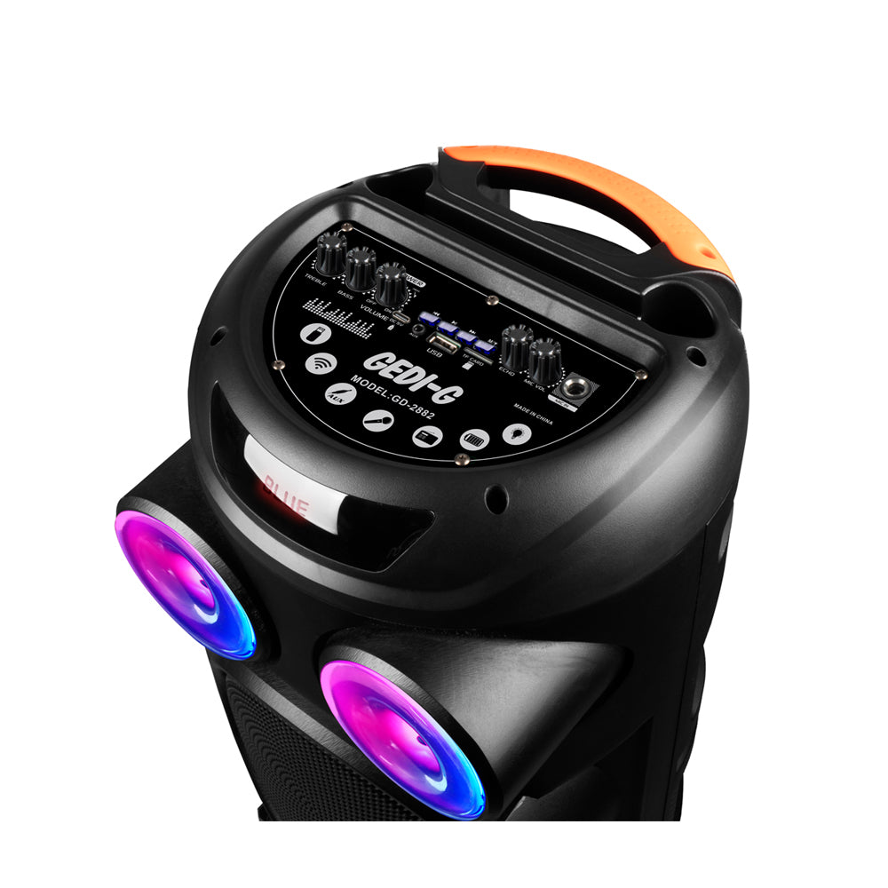 Zore GD-2887 Dijital LED Göstergeli Mikrofonlu RGB TWS 8 inç Stereo Bass Kablosuz Karaoke Hoparlör Siyah