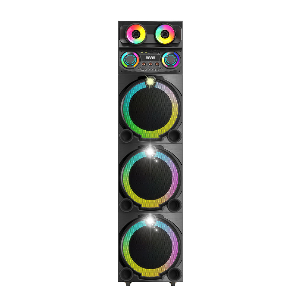 Zore GD-3127 Dijital LED Göstergeli Mikrofonlu RGB TWS Üçlü 12 inç Stereo Bass Kablosuz Karaoke Hoparlör Siyah
