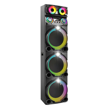 Zore GD-3127 RGB TWS Triple 12-inch Stereo Bass Wireless Karaoke Speaker with Digital LED Display and Microphone Black 