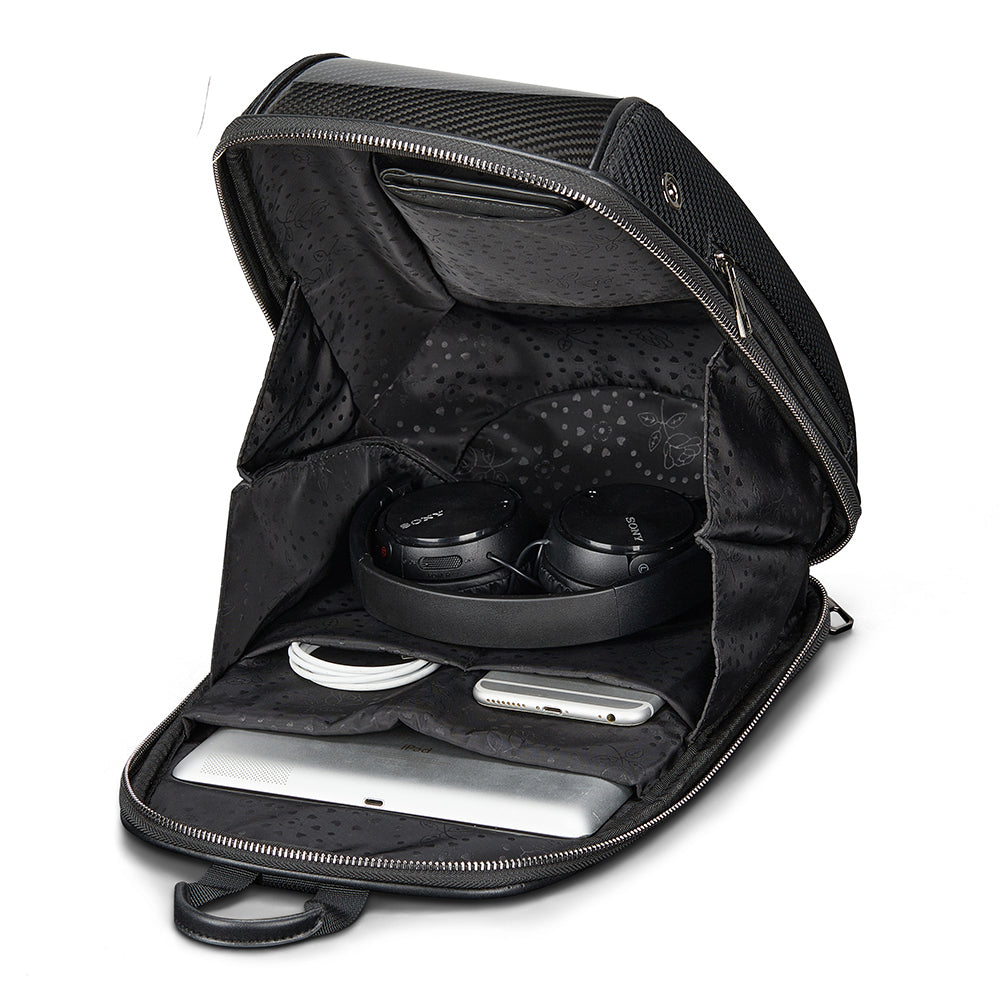 Zore Karbon Fiber Detaylı 5 Bölmeli Çengel Kancalı Spor Sırt Çantası Siyah