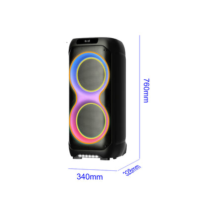 Zore LT-2131 Dijital LED Göstergeli Mikrofonlu RGB TWS Çift 8 inç Stereo Bass Kablosuz Karaoke Hoparlör Siyah