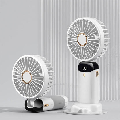 Zore N15 Dijital LED Göstergeli Katlanabilir Askılıklı Portatif Mini Vantilatör Soğutucu El Fanı Beyaz