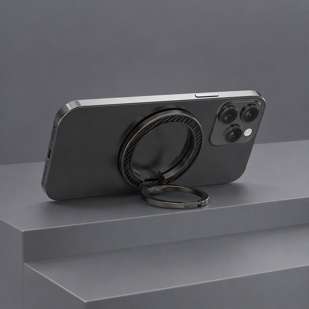 Zore Paris M162 Karbon Fiber Tasarımlı Magnetik Ring Standlı Telefon Tutucu